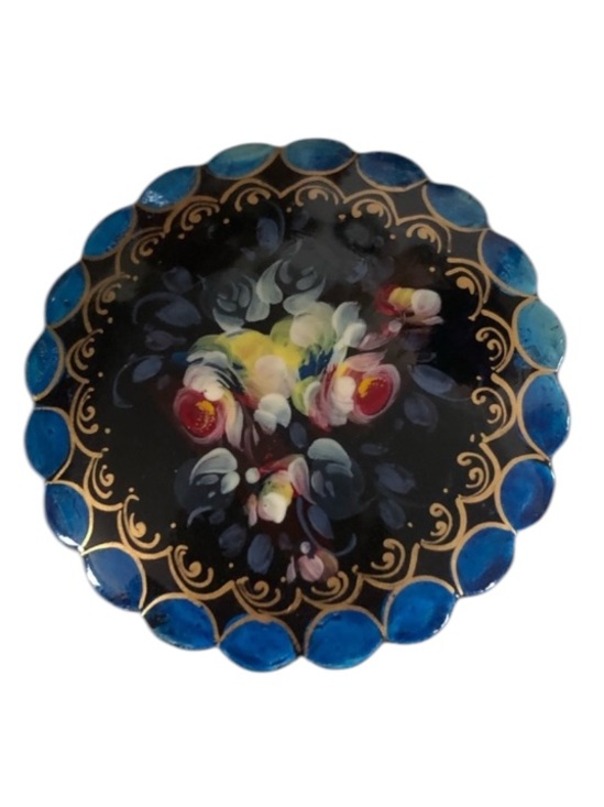 Vintage Jewelry - Vintage Russian Hand-Painted Flower Brooch